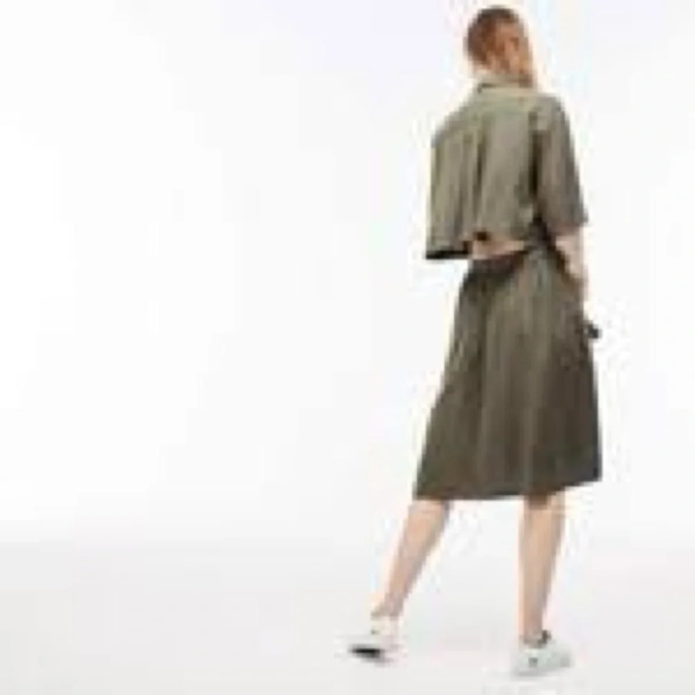 Lacoste Olive Green Button-Down Midi dress - Picture 2 of 8